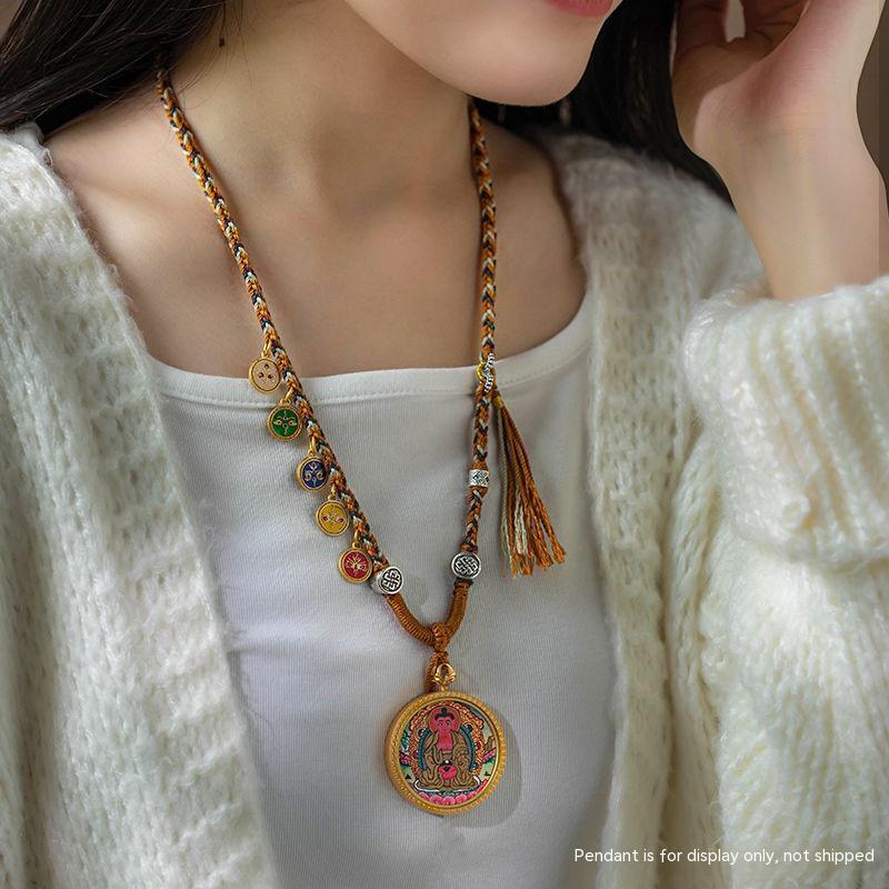 Handmade Braided Pendant Rope Five Gods of Wealth Necklace Rope Tibet Beads