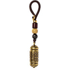 Brass Tibetan Heart Sutra Tube Keychain Pendant