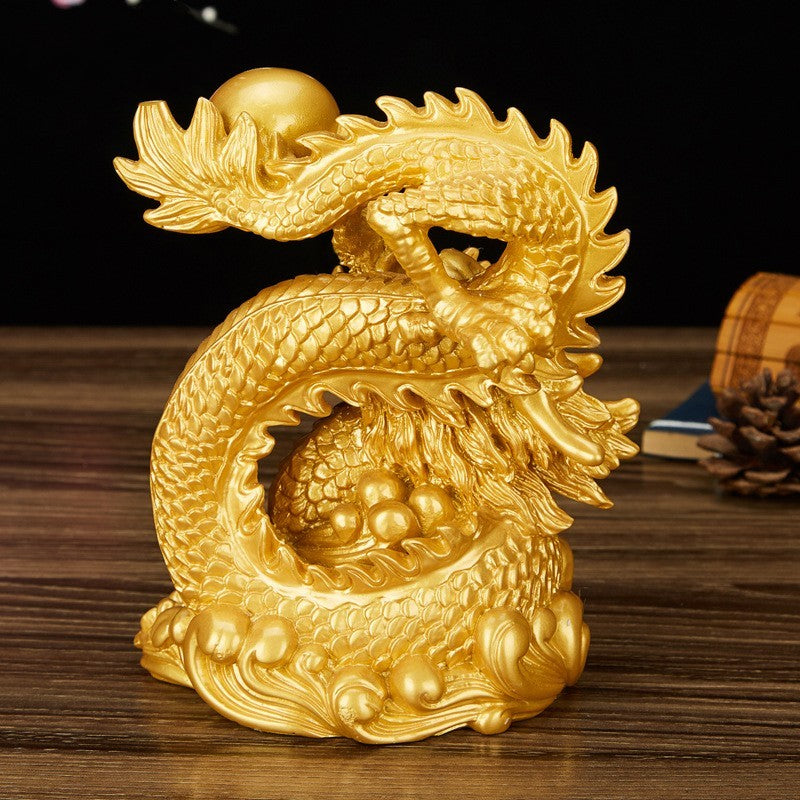 Fortune Home Decoration Golden Dragon Playing with Pearls Ornament