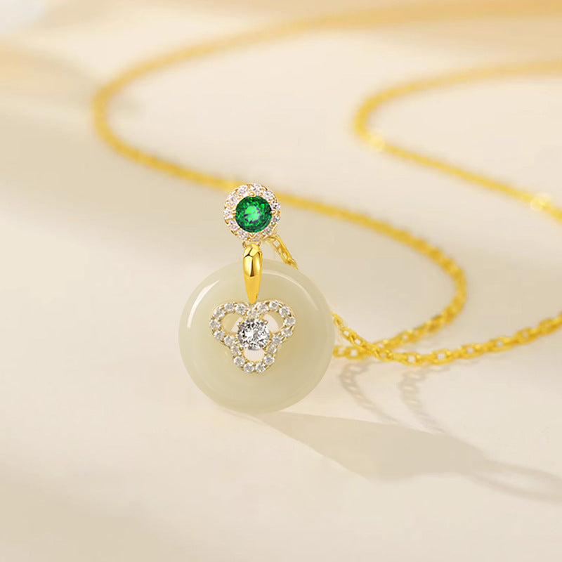 White Jade Clavicle Necklace Birthday or Anniversary Gift-1