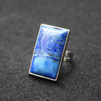 Personality Rectangular Jade Jewelry Gem Ring