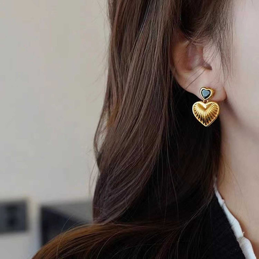 18K Gold Love Earrings Exaggerated Earrings Stripes