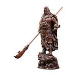 Poplar Wood Carving God of Fortune Guan Yu Statue Ornament