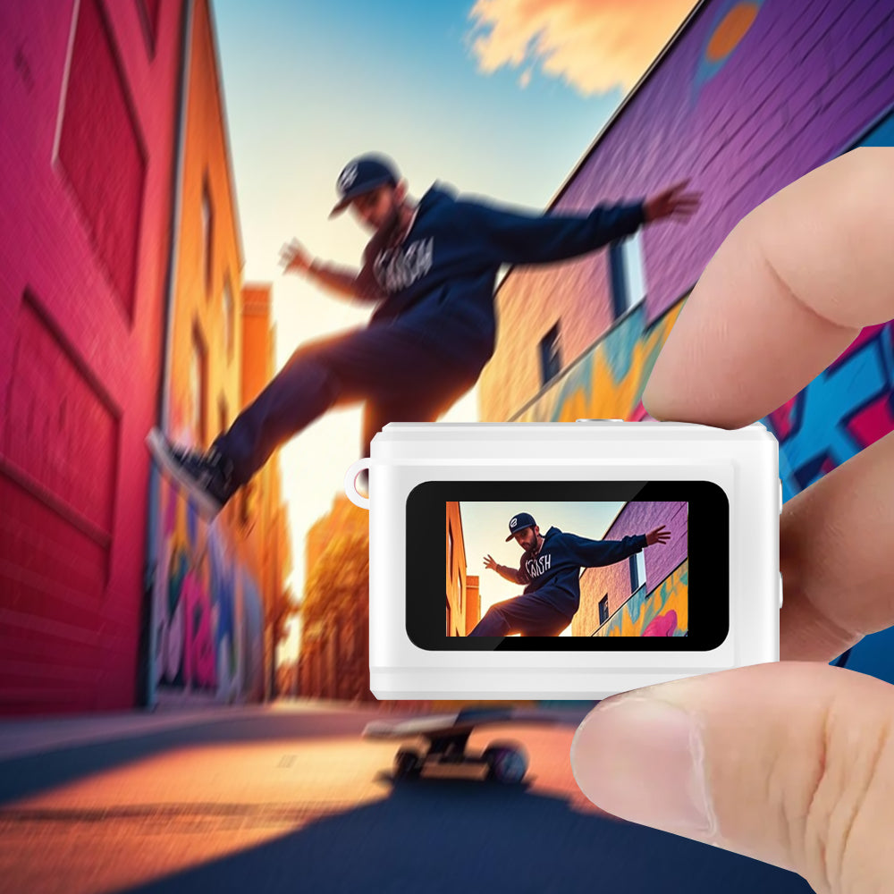 White 1080p Mini Camera Compact HD Recorder Gift for Her or Teens-3