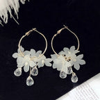 Flower circle earrings