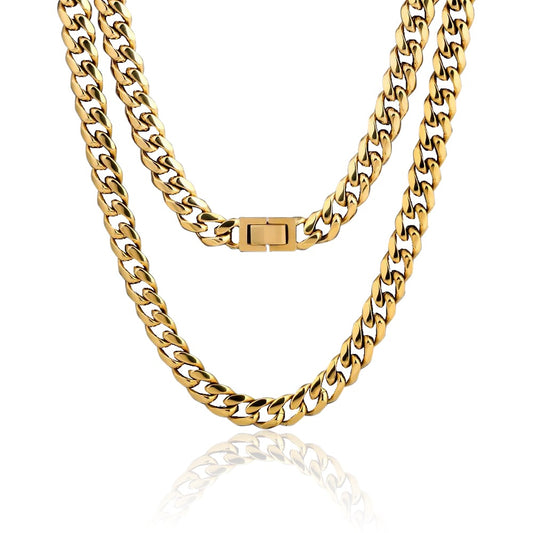 10mm Miami Cuban Link Chain 18K Gold Plated
Never fading
Nickel-free
Durable and anti-tarnish
Excellent touch feeling
No allergies
No deformation
Everlasting Shine

 Details 




Material
Stainless Steel PlatNecklacesNecklacesdopeplusDOPEPLUS.COM