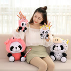 Panda plush toy with short fur and cotton stuffing