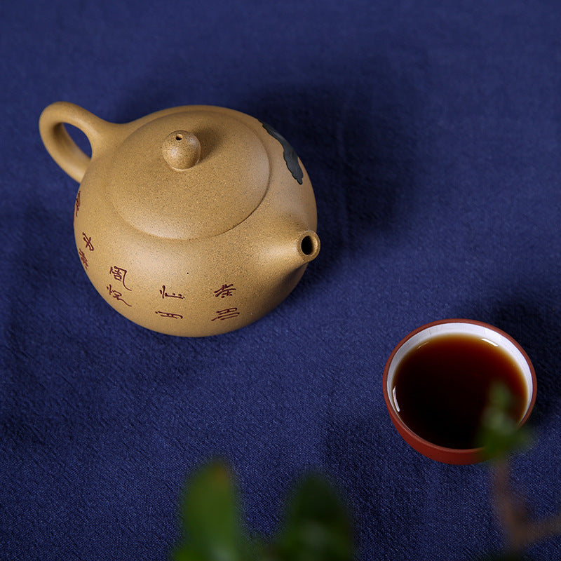 Hand-painted Lotus Leaf Koi Clay Ceramic Teapot