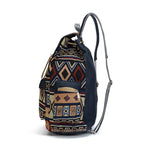 Ethnic Style Cowboy Clash Color Large Capacity Canvas Backpack