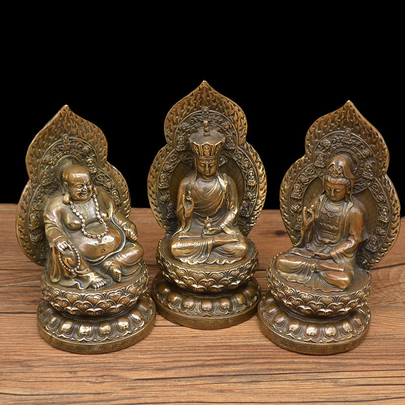 Copper Guan Yin statue Chinese style home ornament