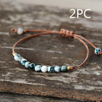 Onyx braided bracelet with geometric stone design