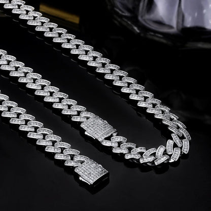 12mm Baguette CZ Cuban Link Chain White Gold Plated
Everlasting Shine: Every Baguette-Cut Cubic Zirconia stone is hand-selected 5A quality, totally clean and transparent, similar shining with real diamonds.
No Color NecklacesNecklacesdopeplusDOPEPLUS.COM