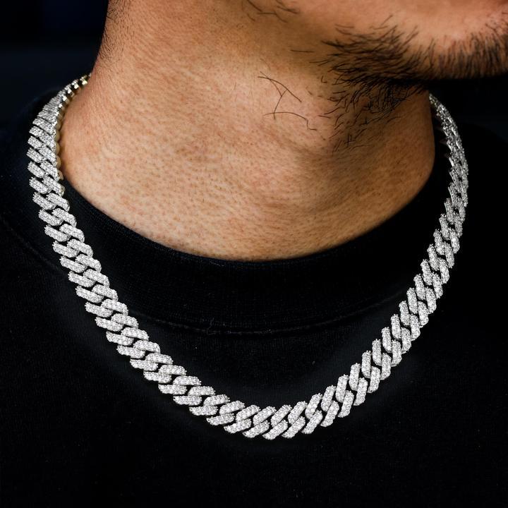 12mm Iced Diamond Prong Link Cuban Choker Chain in White GoldBest Seller Attention!
Bling Proud luxurious Iced Out Diamond Prong Link Cuban Choker features an impeccable quality. VVS diamonds that shine from all angles which tNecklacesNecklacesdopeplusDOPEPLUS.COM