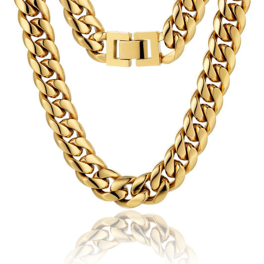 12mm Miami Cuban Link Chain 18K Gold Plated
dopeplusNever fading
Nickel-free
Durable and anti-tarnish
Excellent touch feeling
No allergies
No deformation
Everlasting Shine

 
 
Details 



Material
Stainless necklacenecklacedopeplusDOPEPLUS.COM