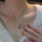 Retro Blessing Card Hetian Jade Necklace For Women