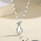 S999 Pure Silver Small Chinese Character Fu Bag Sterling Silver Necklace Chinese Jewelry