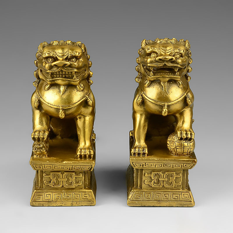 Copper Lions Ornament Furniture Feng Shui Crafts