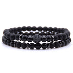 Volcanic Stone Frosted Agate Micro Zirconia Stretch Bracelet