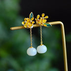 Antique Hanfu retro earrings with geometric gold shape