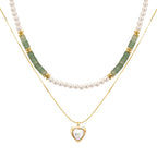 Real Gold Plating New Chinese Jade Love Pearl Double-layer Necklace