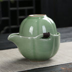Quick-Off Cup Portable Travel Reticulated Pattern Ceramic Tea Set-5