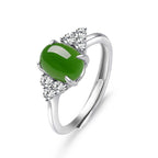 Vintage Inlaid Jade Opening 925 Silver Ring
