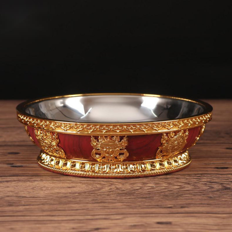 Tibetan Buddhist Fruit Plate for Buddha Stainless Steel Lining