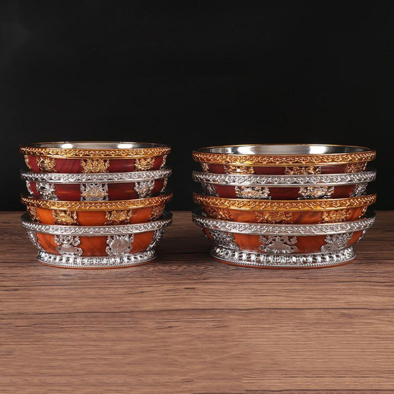 Tibetan Buddhist Fruit Plate for Buddha Stainless Steel Lining