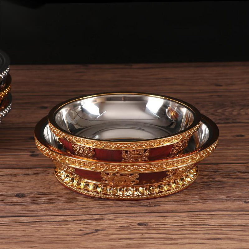 Tibetan Buddhist Fruit Plate for Buddha Stainless Steel Lining