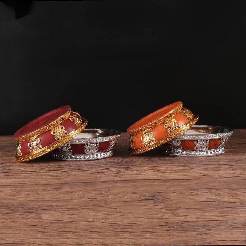 Tibetan Buddhist Fruit Plate for Buddha Stainless Steel Lining
