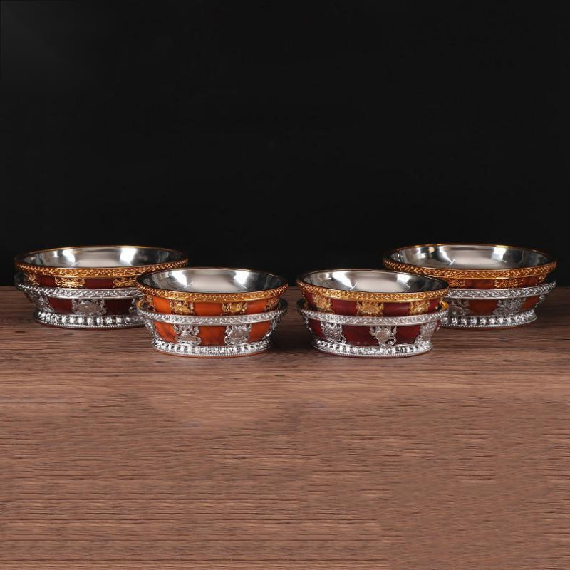 Tibetan Buddhist Fruit Plate for Buddha Stainless Steel Lining