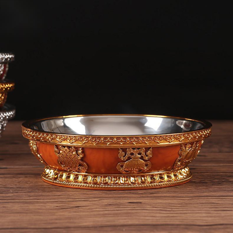 Tibetan Buddhist Fruit Plate for Buddha Stainless Steel Lining