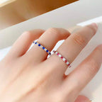 Imported 5A high carbon diamond natural red sapphire row diamond vice ring diamond ring 925 silver plated platinum stacking ring