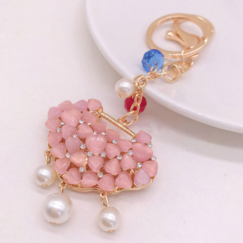 Creative Crystal Long Life Lock Cute Keychain Car Bag Pendant