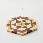 Natural Solid Wood Hexagonal Household Retro Coaster Saucer