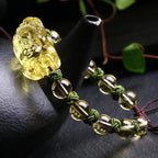 Natural Citrine Pixiu Round Bead Bracelet