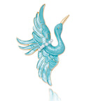 Blue Crane Brooch Enamel Drop Oil Pearl Brooch