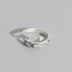 Personality Temperament Chinese Style Lotus Carp S925 Silver Ring Ethnic Style Carved Hand Ornaments Men And Women Open Ring