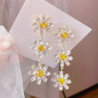 Rhinestone Shiny Earrings Bright Diamond Flower Elegant Temperament Earrings
