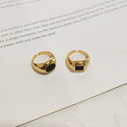 Black Square Oval Ring Stylish And Simple
