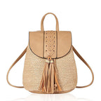 Spring and Summer New Style Straw Woven Women's Backpack Simple Beach Bucket Women's Bag