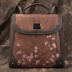 Simple Leather Casual All-Match Computer Schoolbag Leather College British Style Backpack
