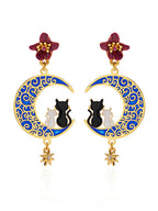 Trendy Cat Earrings Female Starry Sky Moon Temperament Earrings Fairy White Earrings
