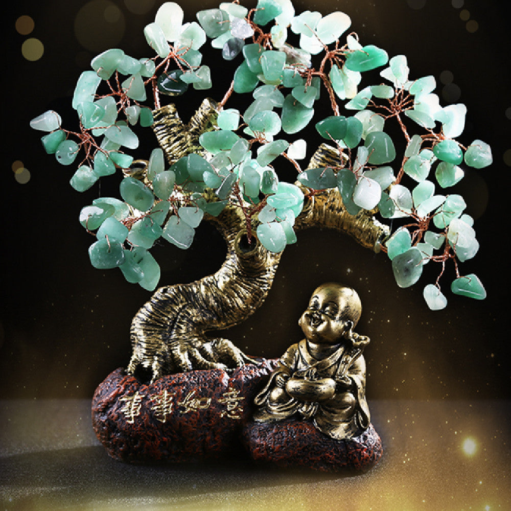 Natural Dongling Green Crystal Fortune Tree Ornament