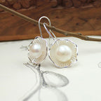 Lotus Stud Earrings Flower Pearl Earrings