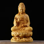 Guanyin Bodhisattva Thuja Wood Carving Desktop Ornament