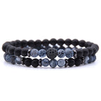 Volcanic Stone Frosted Agate Micro Zirconia Stretch Bracelet