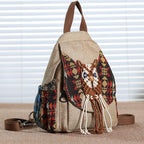 New style women's bag backpack canvas tassel backpack
