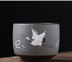 Chinese Retro Style Purple Clay Ceramic Teacup Hand Painted