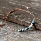 Onyx braided bracelet with geometric stone design